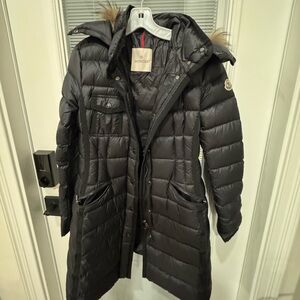 Moncler Black Puffer Jacket with Fur Trim